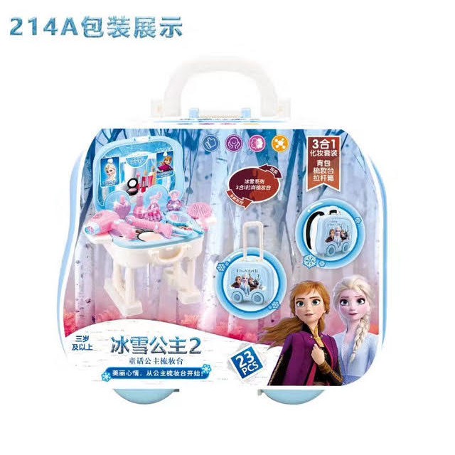 ✅ẢNH THẬT👍Vali Bộ Trang điểm Elsa Frozen cho bé gái một chiếc bàn trang điểm ,dụng cụ mà bé có thể mang đi gọn gàng.