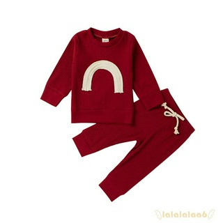 Set Áo Tay Dài Họa Tiết Cầu Vồng + Quần Jogger Cho Bé