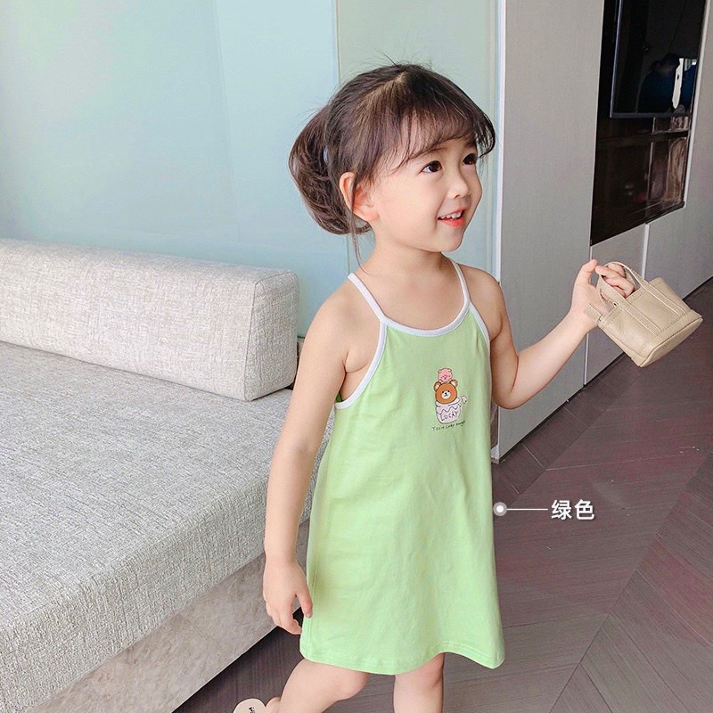 Lyvyshop - (Cotton SG chính phẩm) Đầm hai dây bé gái mùa hè siêu mát bé từ 09-26kg