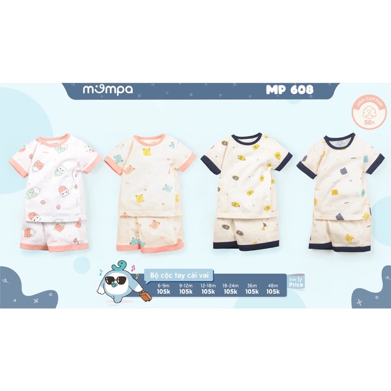 Bộ quần áo cộc tay cho bé Mompa size từ 3M - 4Y