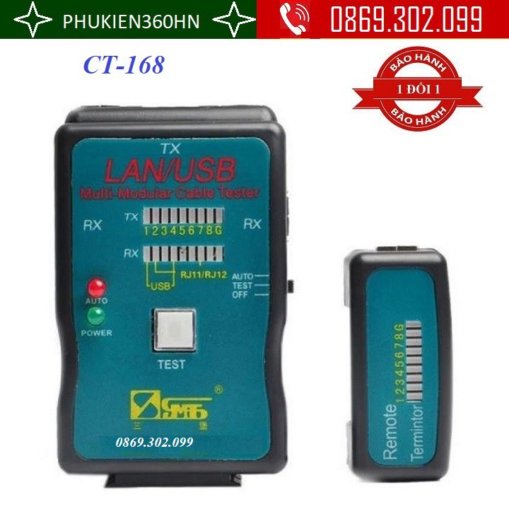 Thiết bị test cáp mạng, Hộp kiểm tra dây mạng đa năng CT-168