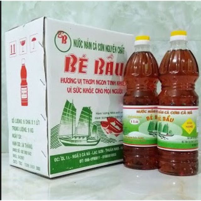 Thùng 6 chai nước mắm bé bầu (chai nhựa 1 lít) đặc sản Ninh Thuận