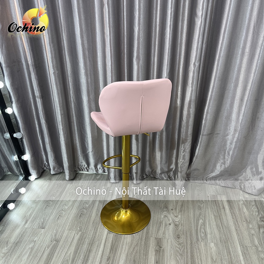 Ghế Bar, Ghế Trang Điểm Mẫu KIM CƯƠNG Chân Vàng K1 Sang Chảnh Điều Chỉnh Độ Cao 60/80 Và Xoay 360 Độ ( Có Sẵn)