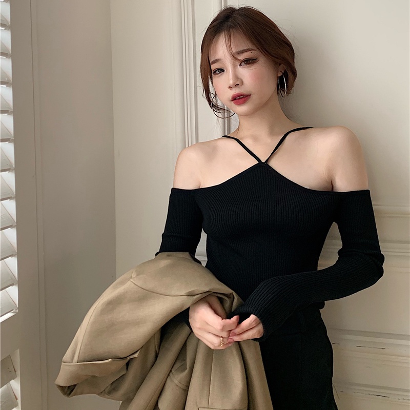 Áo trễ vai tay dài form ôm dáng thời trang mùa thu cho nữ