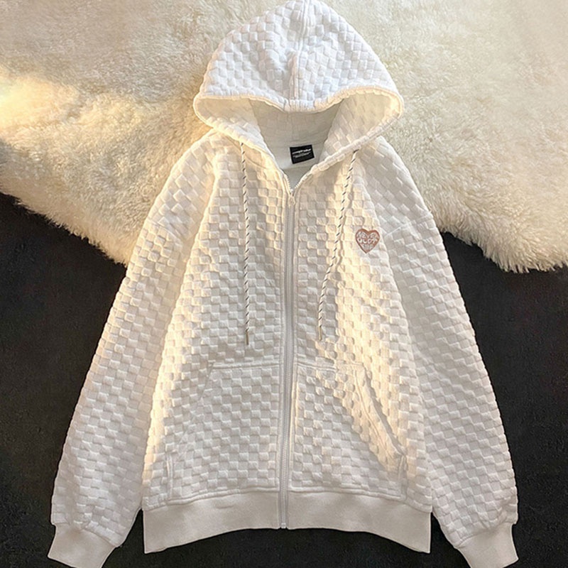 Áo khoác cardigan IELGY có khóa kéo mũ trùm đầu ôm dáng dành cho nữ