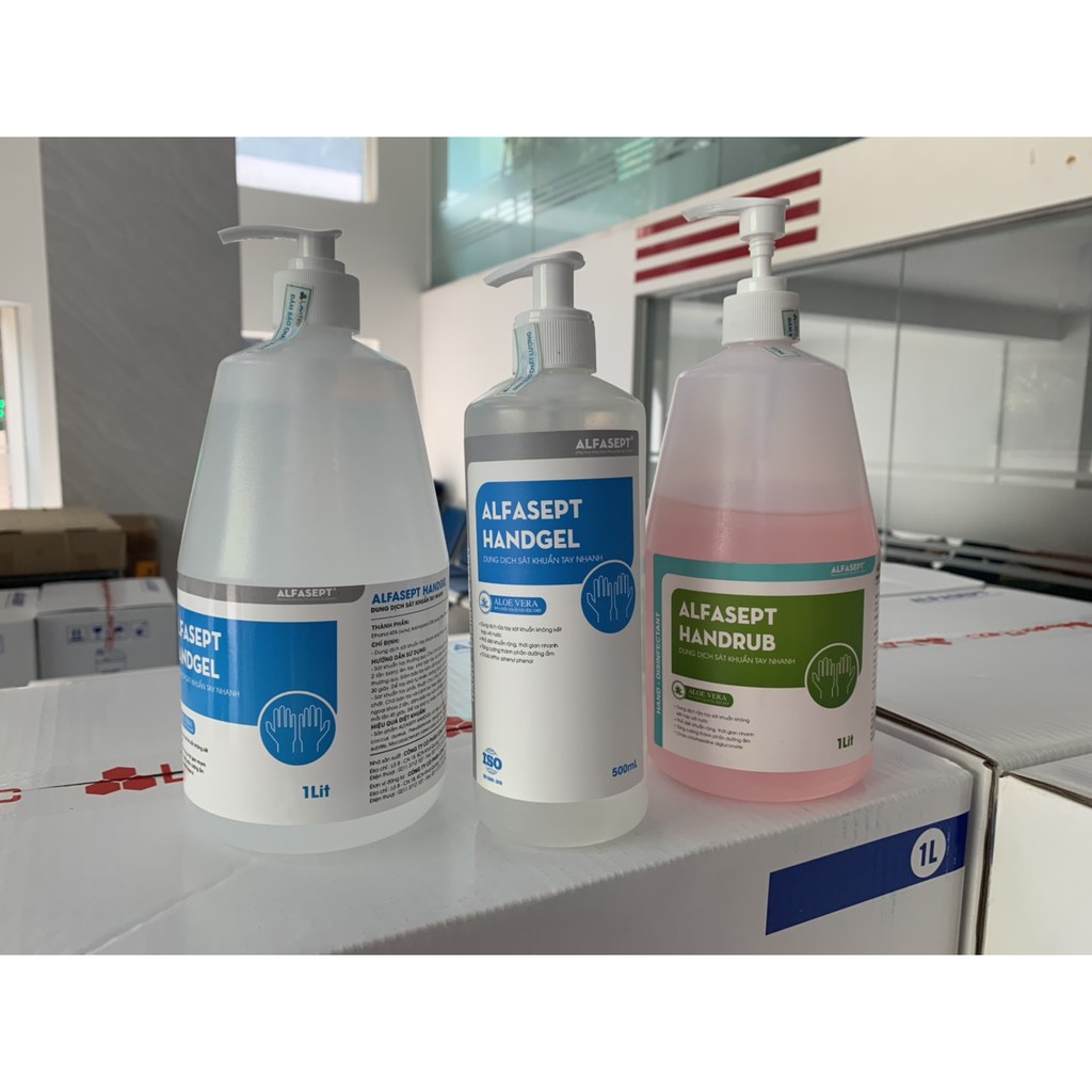 Thùng 12 Chai Gel Rửa Tay Khô ALFASEPT Handgel Giúp Diệt Khuẩn Toàn Diện, Hiệu Quả Và Tăng Độ Ẩm Cho Da Lọ 500ml