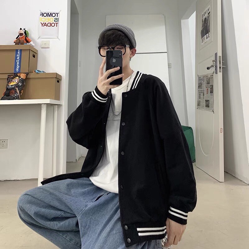 Áo Bomber Basic Đen Trơn Unisex | BigBuy360 - bigbuy360.vn