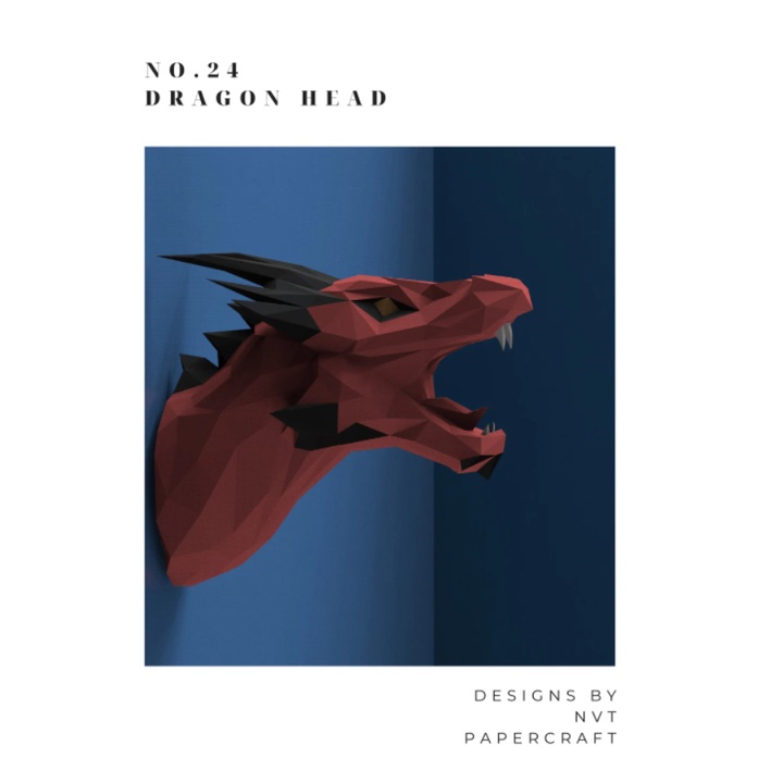 Mô hình Dragon 3D bằng giấy treo tường, bộ mô hình đầu rồng bằng giấy giá rẻ trang trí nhà cửa
