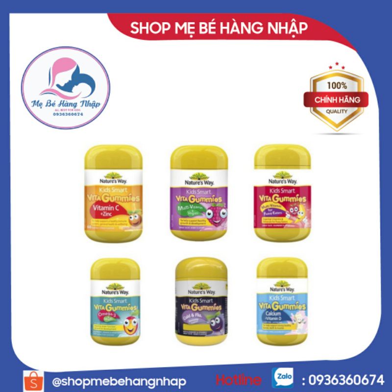 [HÀNG ÚC] Kẹo dẻo Nature’s Way Vita Gummy 60 viên.