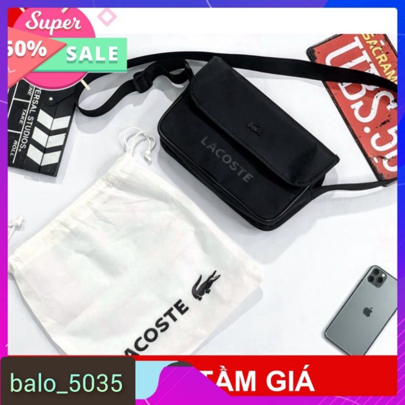 Túi Đeo Chéo Nam Thời Trang Lacoste logo sắt full tag và túi không dệt balo_5035