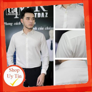 Áo Sơ Mi Nam Trắng Cotton Lụa Dài Tay Công Sở