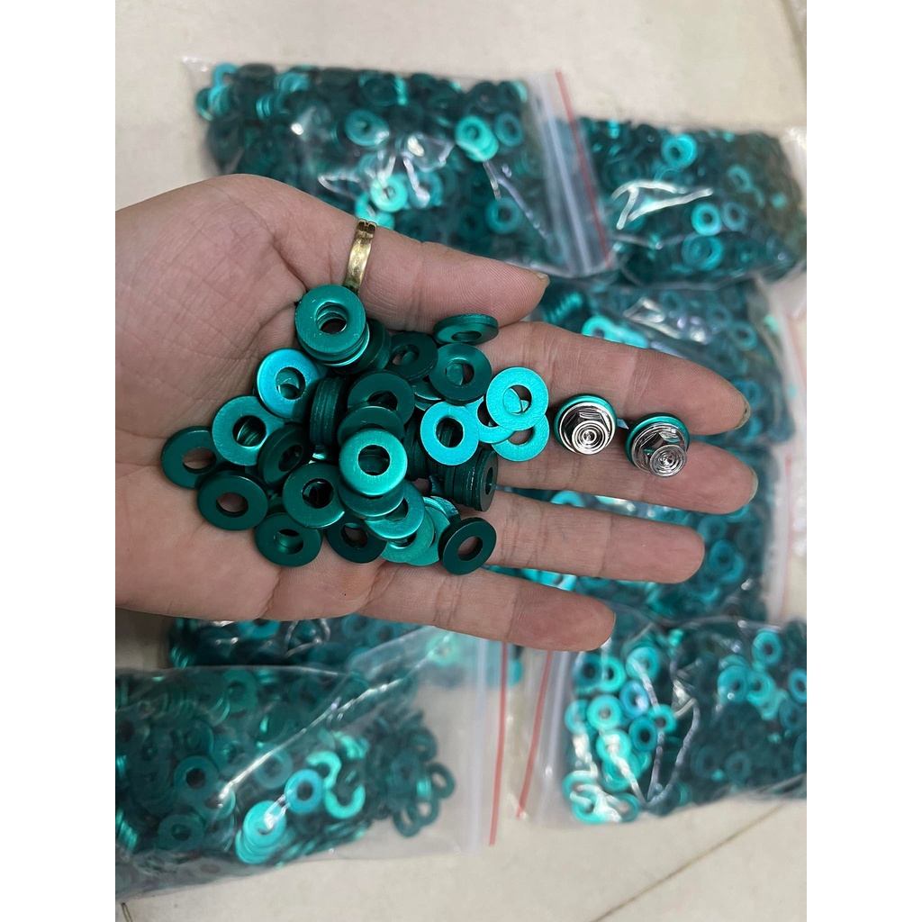Lông đền trơn lốc máy 6li chất liệu nhôm màu đỏ, xanh lục bảo, vàng thông dụng tất cả các dòng xe