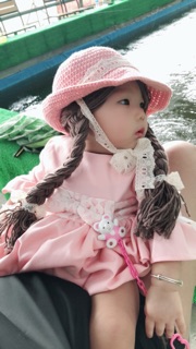 Mũ ajuma bím tóc dài cho bé gái