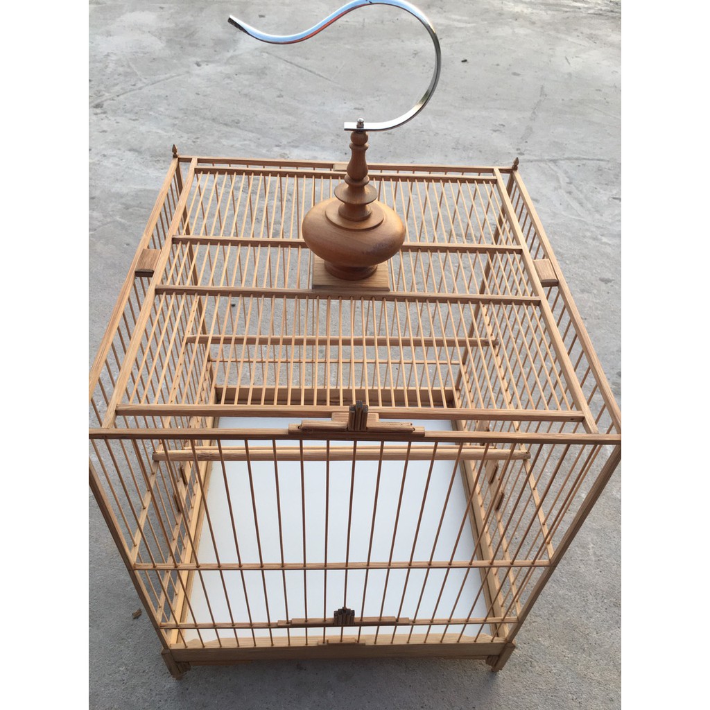 Lồng nuôi chim chào mào lồng tre kèm cầu cóng