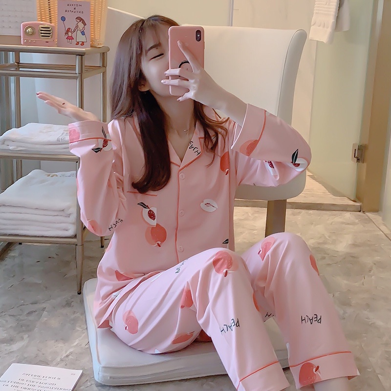 Bộ Ngủ Pijama Nữ 💖HÀNG CÓ SẴN💖 Bộ mặc nhà, Bộ Đồ Ngủ Chất Liệu Cotton Sợi Tơ Sữa Dài Tay Họa Tiết Dễ Thương Cao Cấp