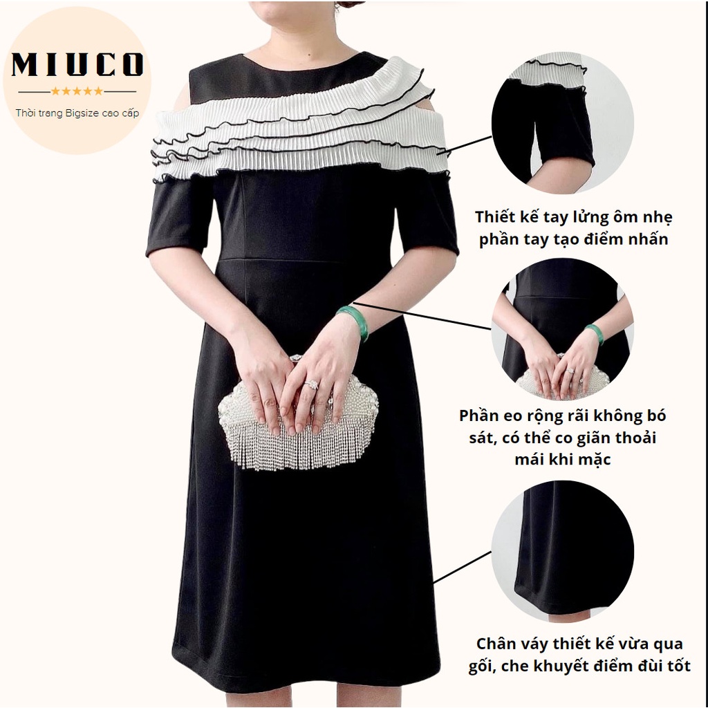 Đầm Bigsize Thiết Kế MIUCO, Kiểu Dáng Rớt Vai Phối Dập Ly, Trẻ Trung Đơn Giản ,Đầm Tặng Mẹ, Đầm Tặng Bà [Miu010]