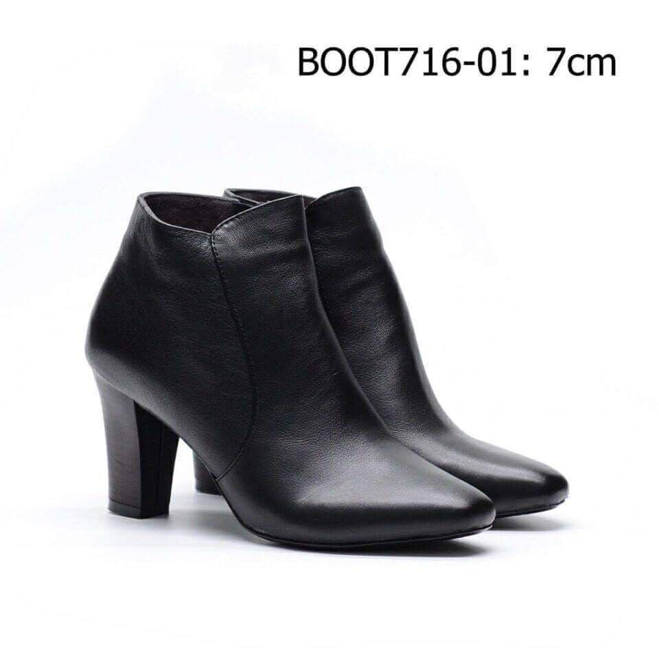 [CHÍNH HÃNG] Giày Boot Cao Gót 7cm Cổ Ngắn Luna 716 - Chuẩn VNXK Da Bò Thật 100%