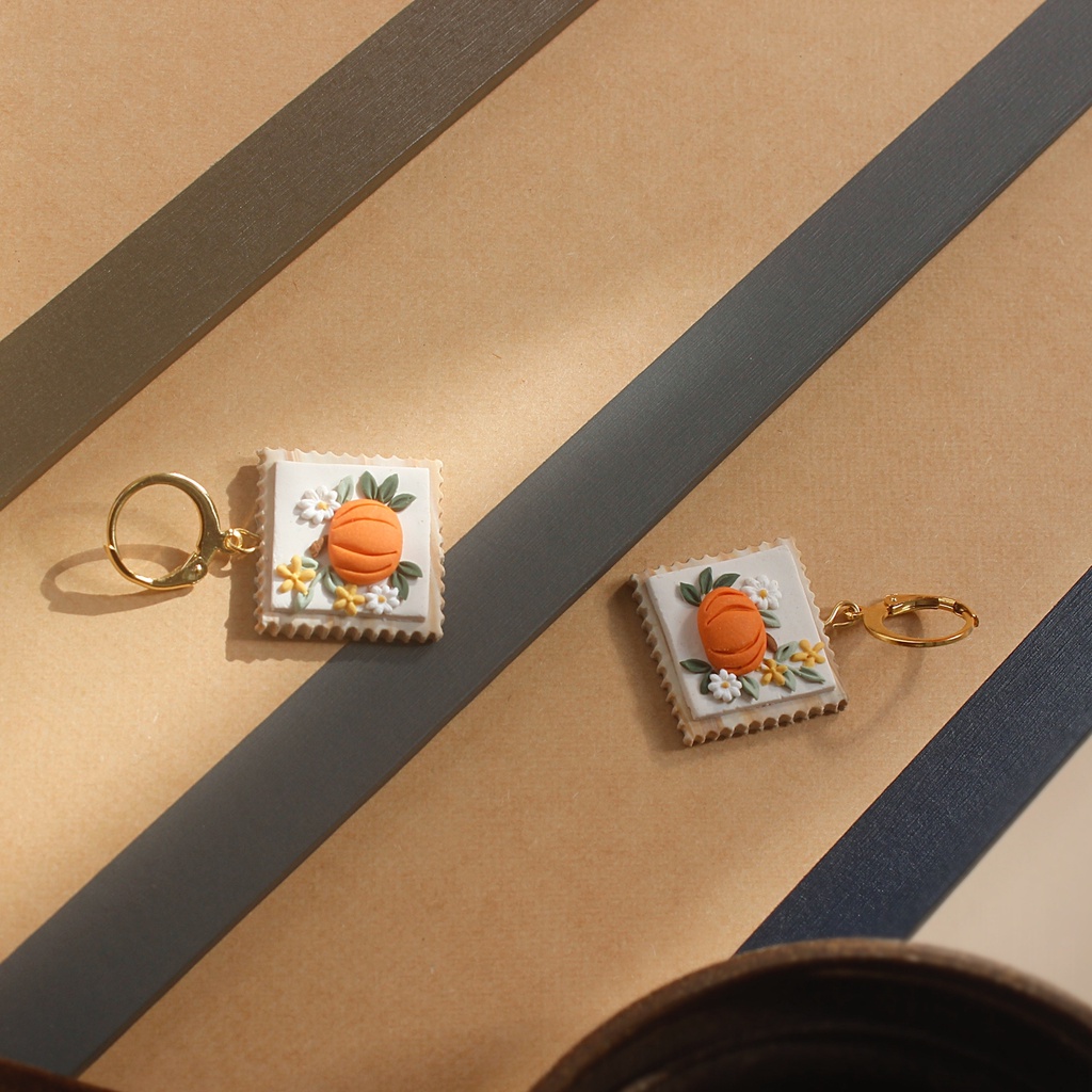 Bông tai hoạ tiết Bí đỏ - Pumpkin Spice | Trang sức hoa tai thủ công đất sét polymer clay | LAM Jewelry