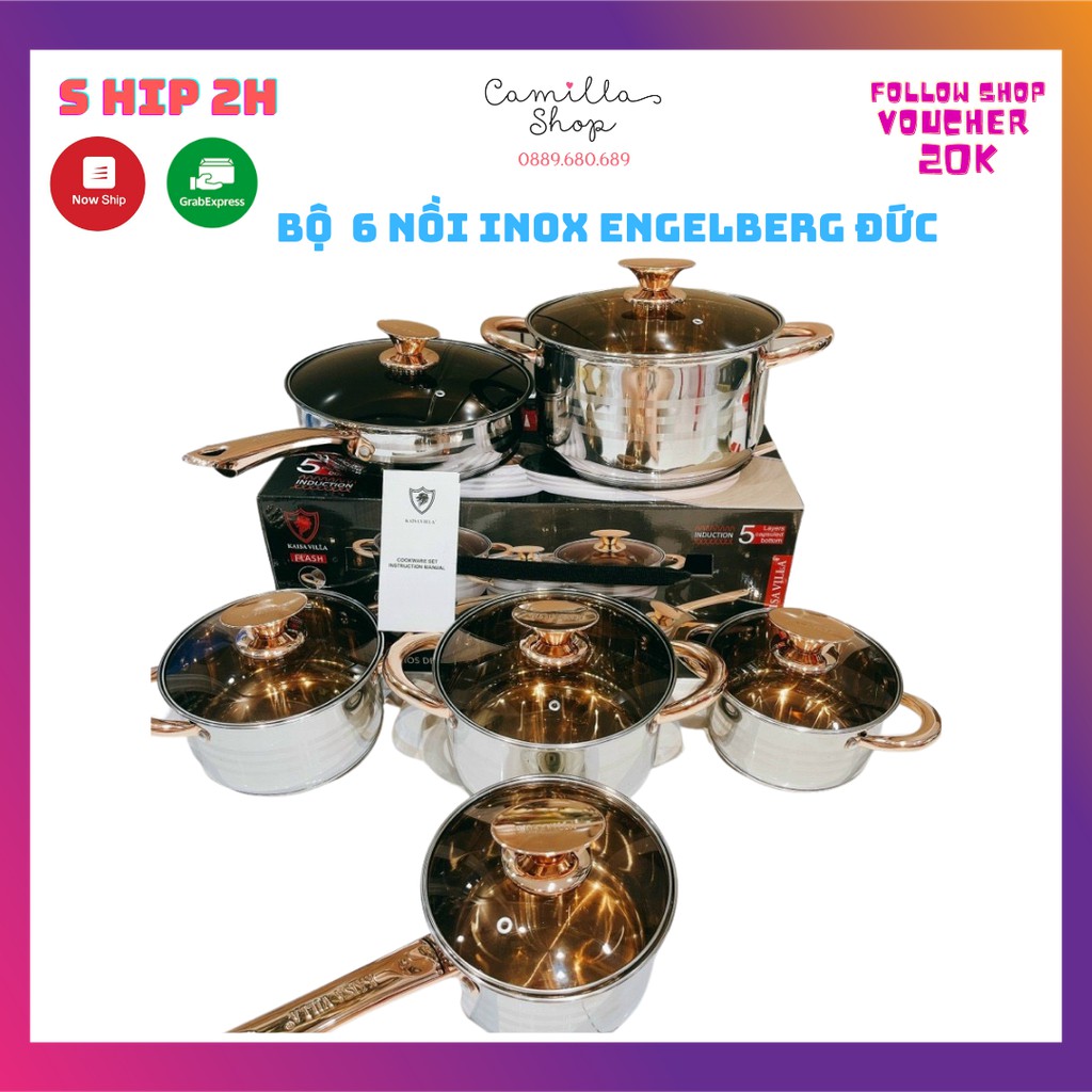 Bộ nồi inox ENGELBERG Đức set 6 món