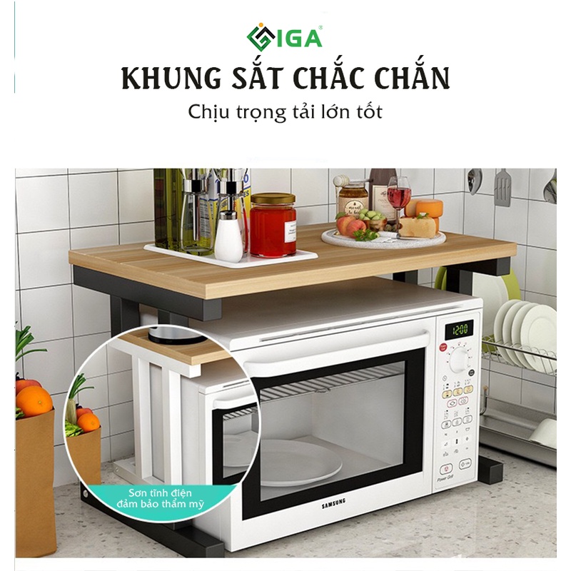 Kệ bếp để gia vị, kệ lò vi sóng đa năng khung sắt  bền chống gỉ chính hãng IGA- GM51/ GM52/GM54
