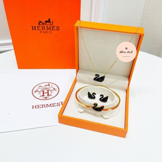 Vòng Cổ/Vòng Tay/Khuyên Tai Thiên Nga Đen TitanMạ Vàng Sang Trọng, Siêu Sáng, Không Gỉ, Không Phai Màu