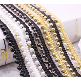 Dây viền kết hạt trai giả xinh xắn cho trang trí thủ công 1 Yard