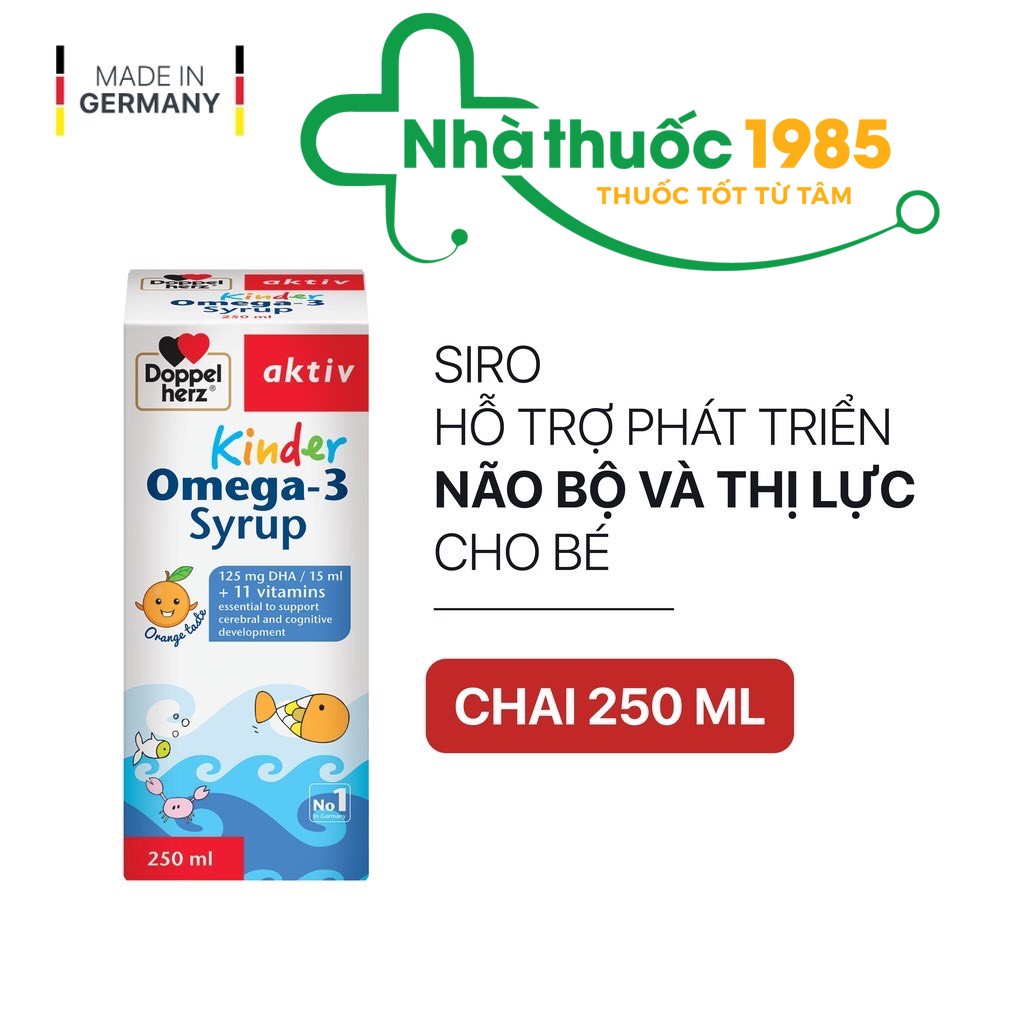 [NK chính hãng] Siro hỗ trợ phát triển não bộ và thị lực cho bé Doppelherz Aktiv Kinder Omega-3 Syrup (Chai 250ml)