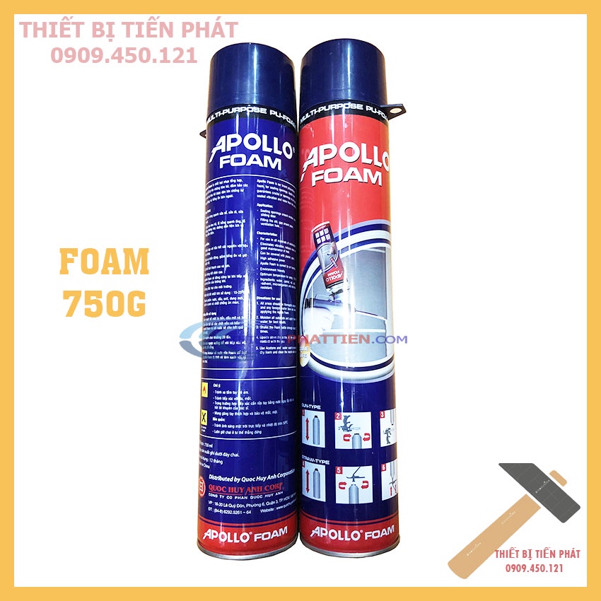 Keo Bọt Nở Trắng Xốp Cứng Apolo Foam 750gr Siêu Dính
