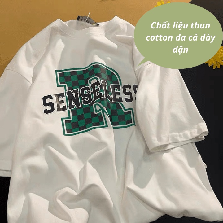 Áo thun form rộng in hình chữ R caro/Áo phông unisex tay lỡ oversize chất thun cotton phong cách ulzzang RÔ STORE AT72 | BigBuy360 - bigbuy360.vn