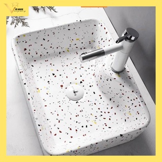 Bồn rửa mặt họa tiết chấm bi ánh kim - lavabo vuông họa tiết chấm bi ánh kim