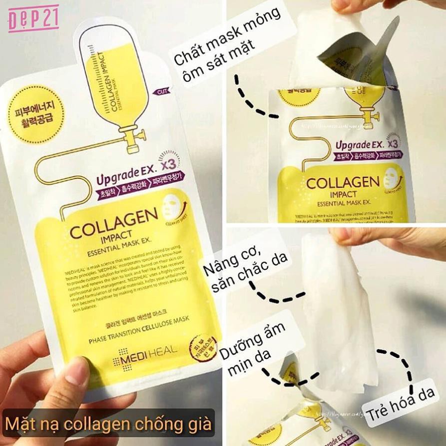 [Bán Buôn/ Sỉ] Mặt nạ ngừa lão hóa Mediheal Collagen Impact Essential Mask EX 24ml - Hộp 10 miếng