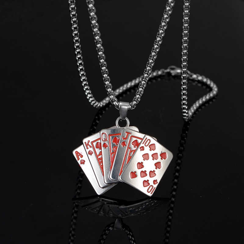 Dây chuyền thép titan mặt bài tây hợp thời trang 22170