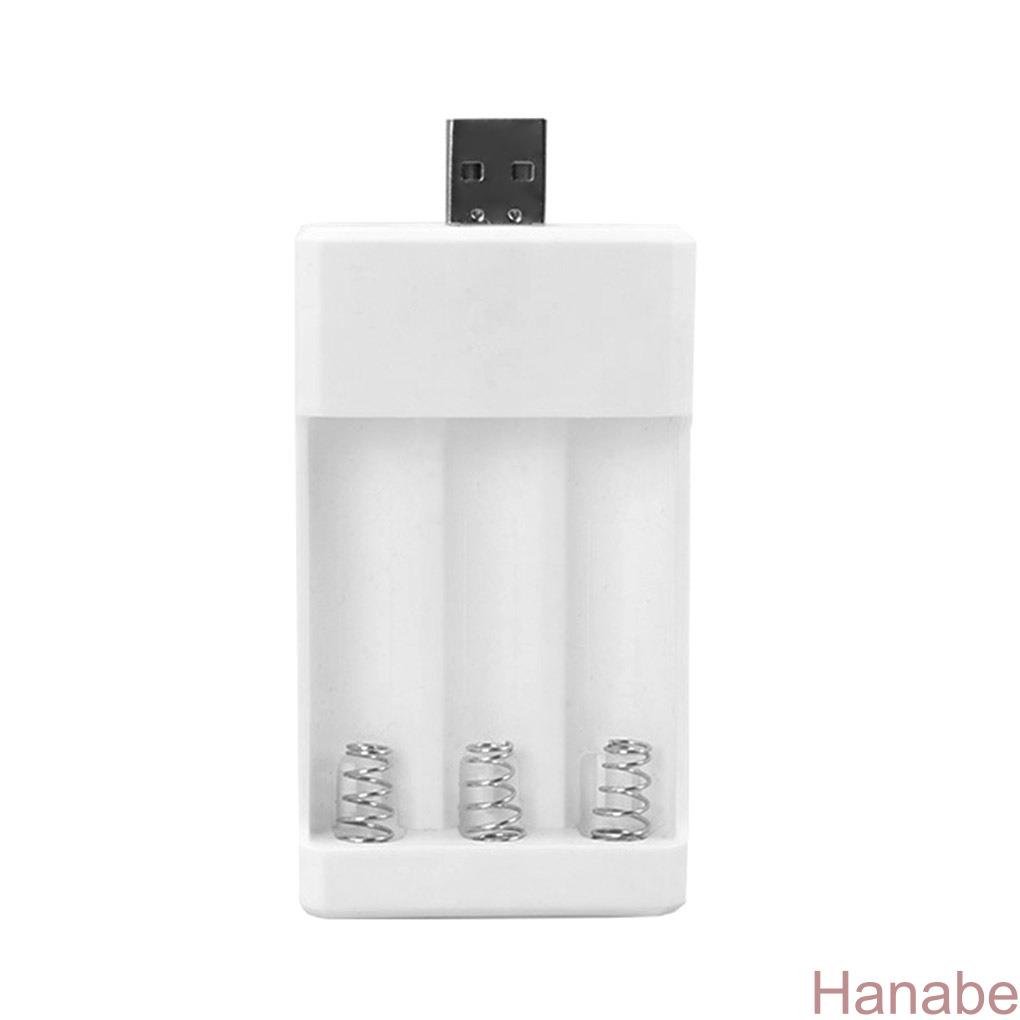 3 Slots Battery Charger AA AAA Charging Adapter USB Power Source Plastic Battery Charging Tool