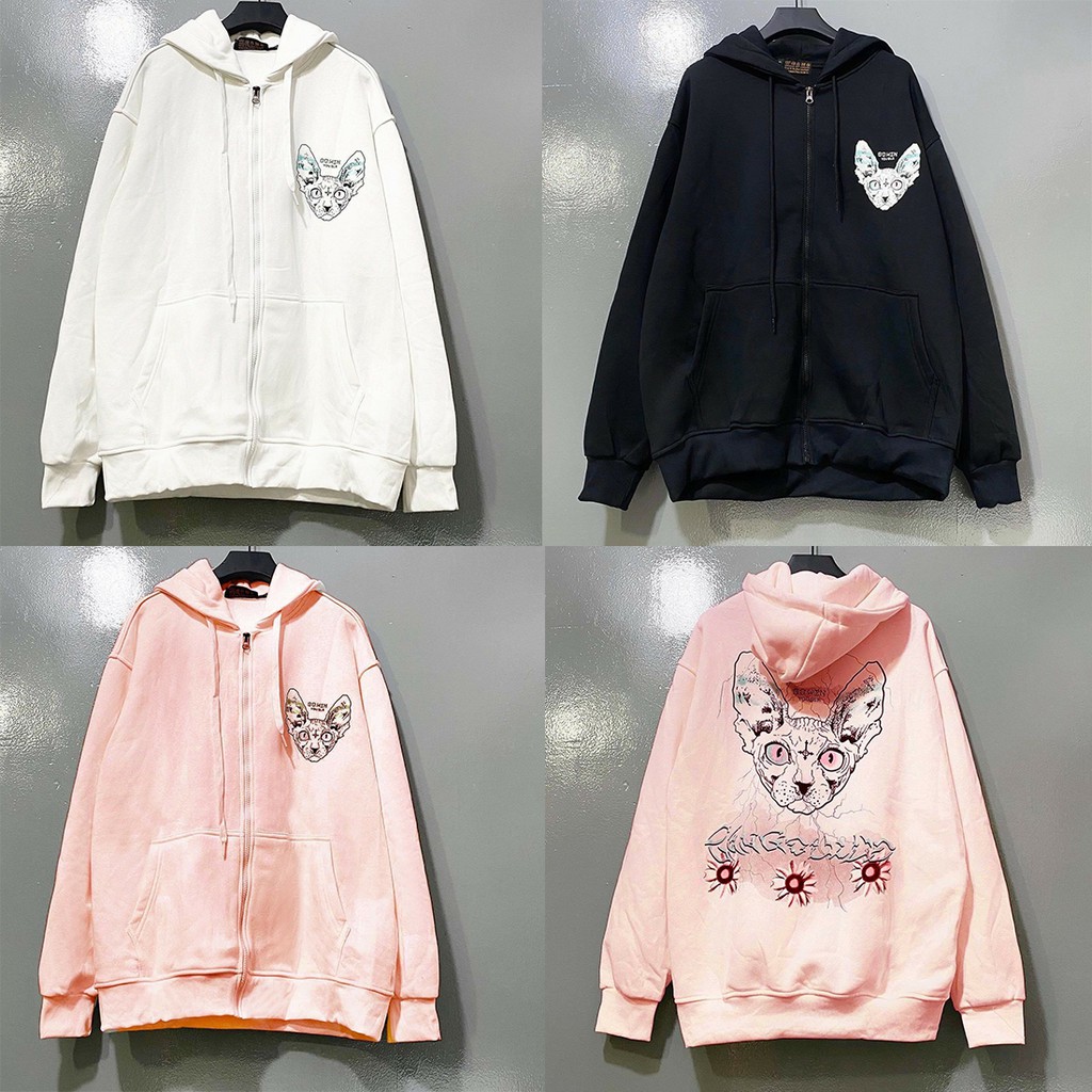 [Video+Ảnh Thật] Áo Khoác Nỉ Unisex Form Rộng In Hình Mèo Phong Cách Ulzzang Nam Nữ AK01 TD Fashion