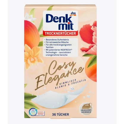 Hàng sale Giấy thơm Denkmit Trocknertücher Cosy Elegance hộp 36 tờ của Đức
