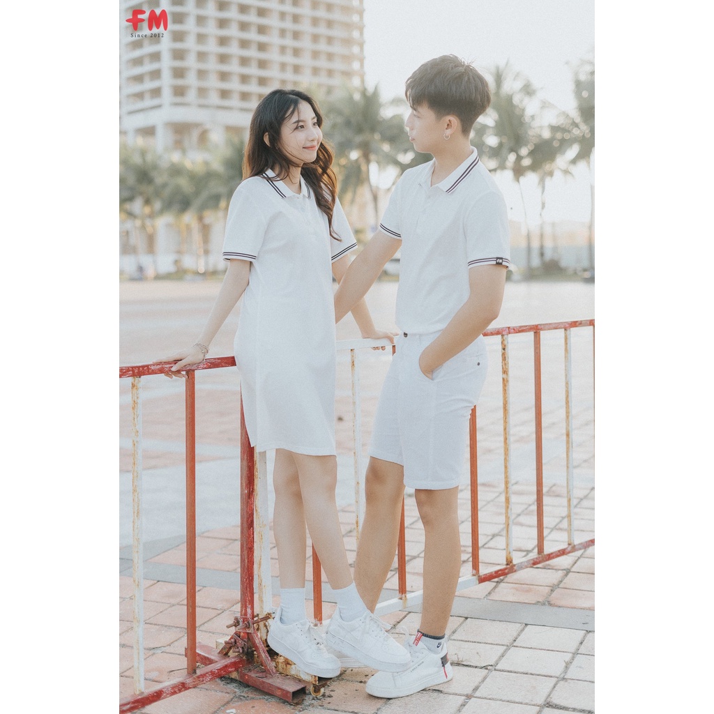 Set đồ đôi nam nữ FM Style áo thun có cổ kèm váy polo dáng ngắn basic chất cotton xịn thời trang couple 220126724