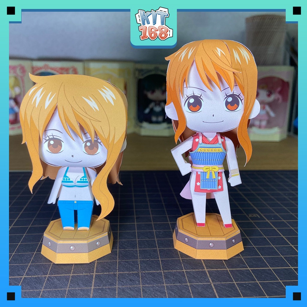 Mô hình giấy Anime Chibi Nami ver 2 - One Piece + kit hộp trang trí