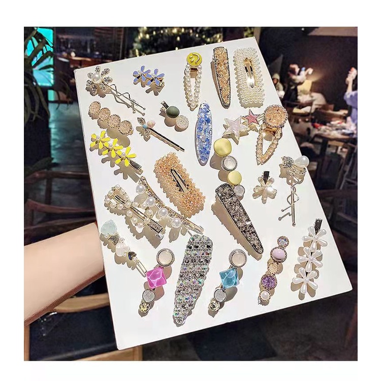 Set 25 kẹp tóc đính đá nhiều hình