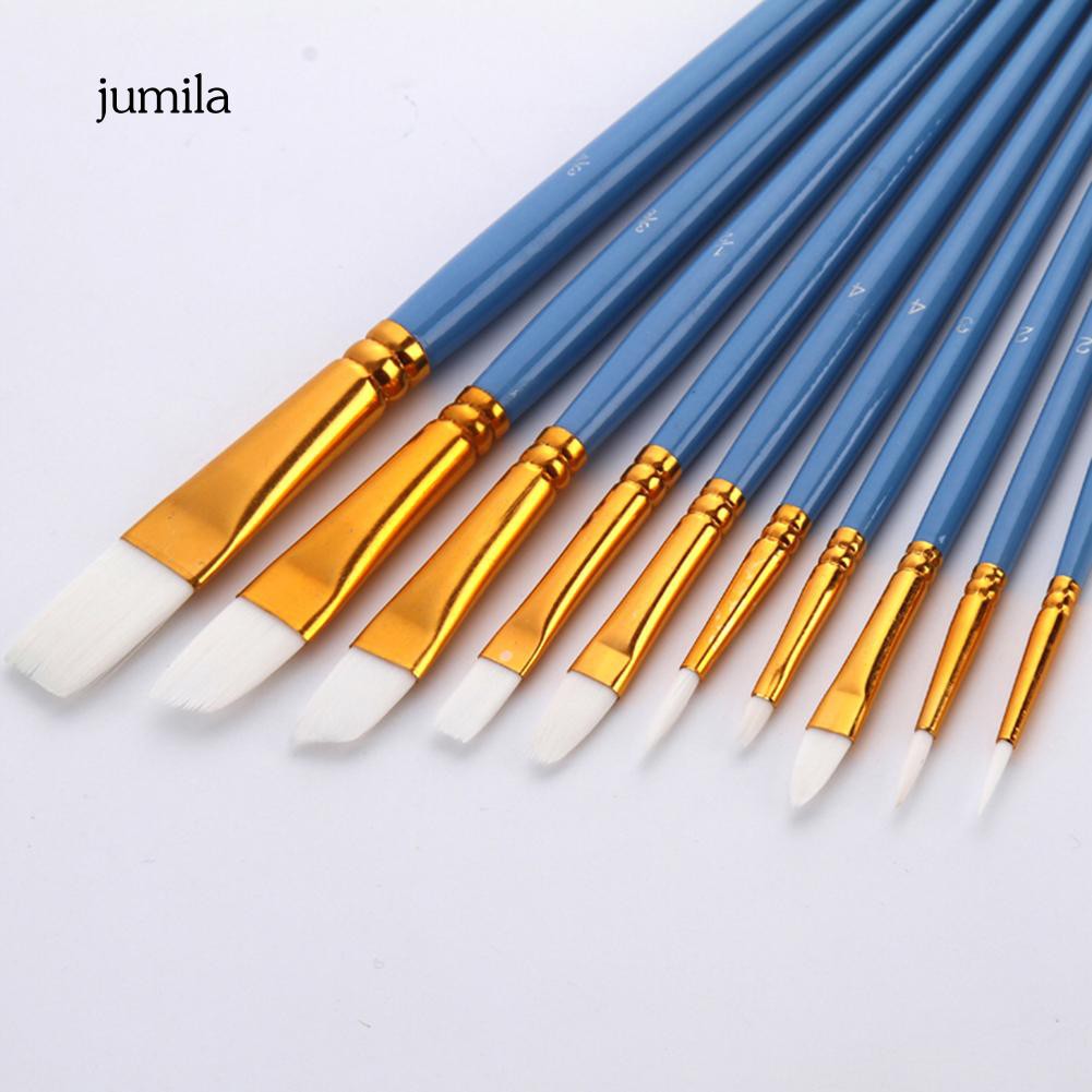 Bộ 10 cọ vẽ tranhg nước/sơn dầu đa dạng kích cỡ cho họa sĩ