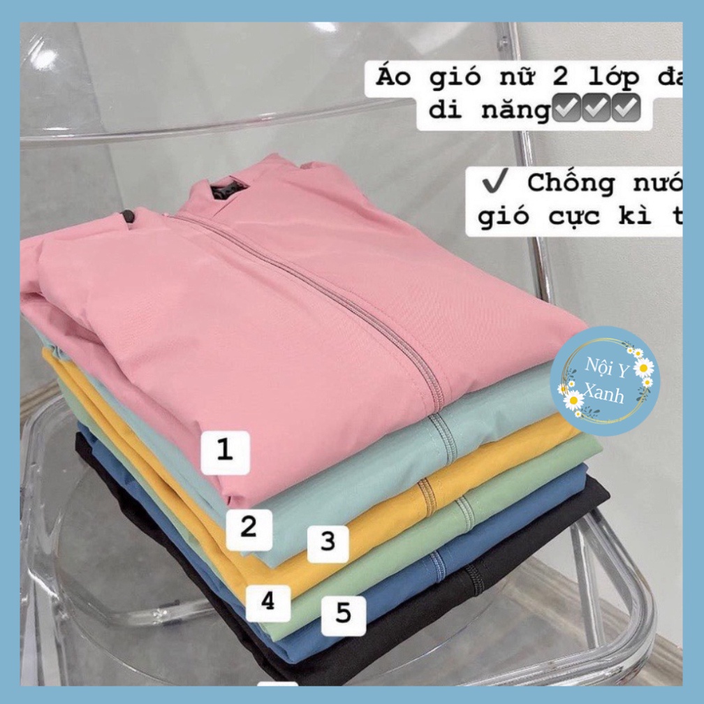 áo gió nữ 2 lớp vải tráng bạc không thấm nước cản gió chống bụi có mũ tháo rời thời thượng hàng đẹp A260 noiyxanh hot tr