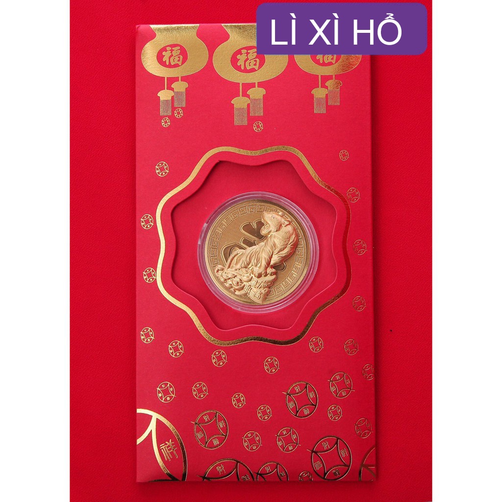 Lì Xì Thần Tài Hàng Loại 1 Mạ Vàng 24K - Bao Lì Xì May Mắn Rước Tài Lộc