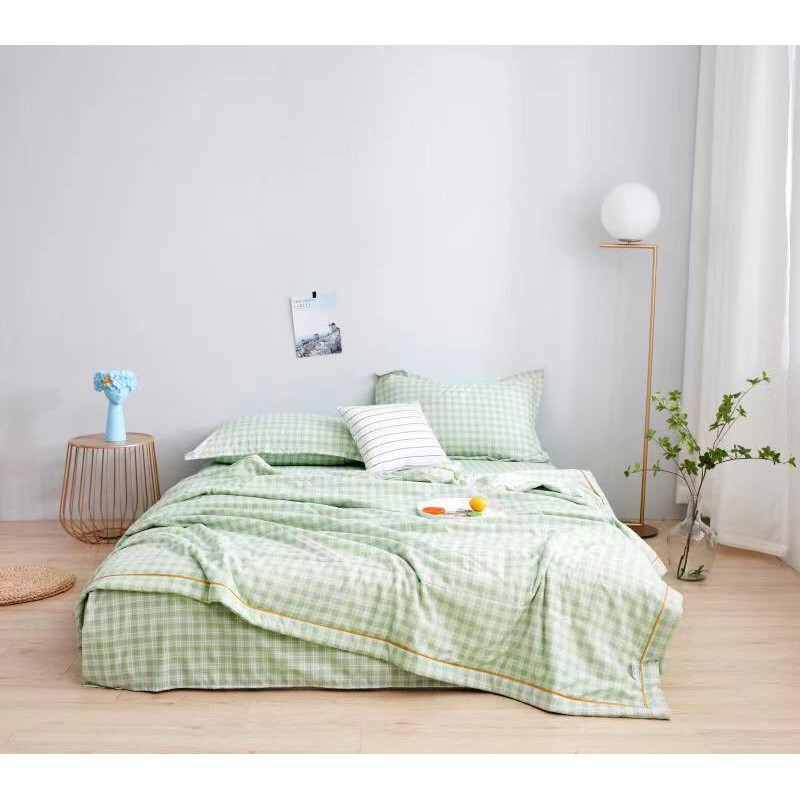 Bộ Chăn Hè Ga Gối Cotton 100% 4 Món Chăn Chần Hè Mẫu Mới Nhất 2021