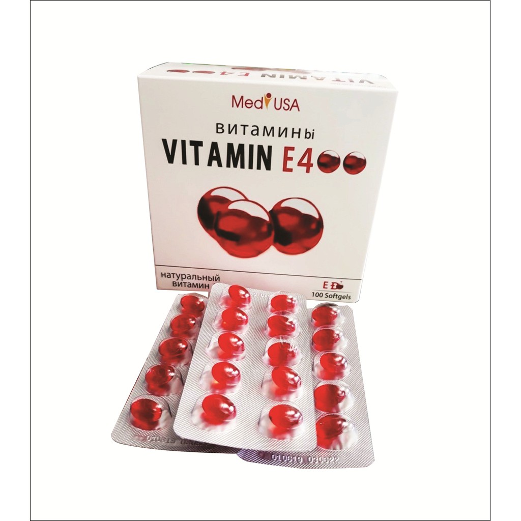 Vitamin E Đỏ 400 - Bổ Sung Vitamin E400 Hỗ Trợ Làm Đẹp Da, Sáng Da, Chống Lão Hóa - Hộp 100 Viên