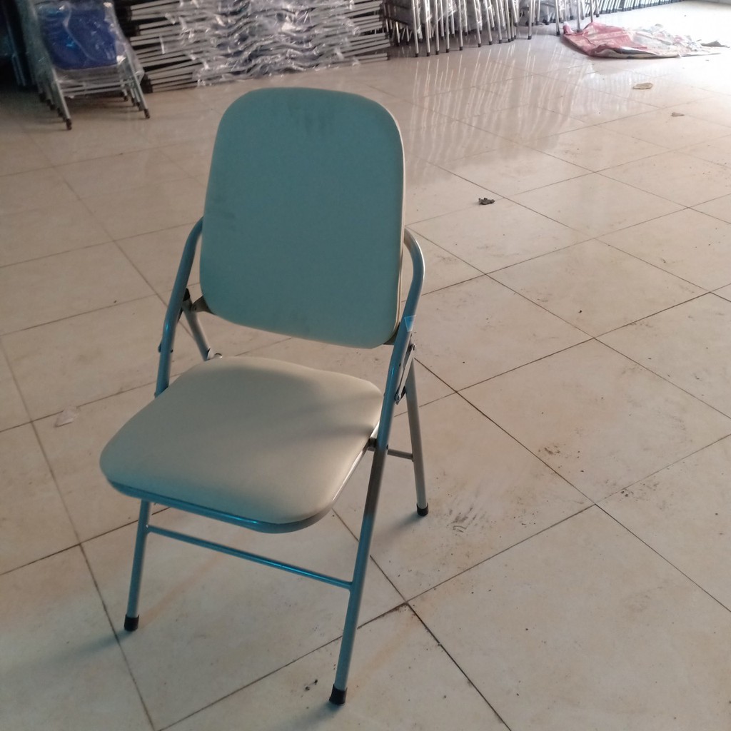 ghế gấp sơn tĩnh điện lưng cao màu da vàng be