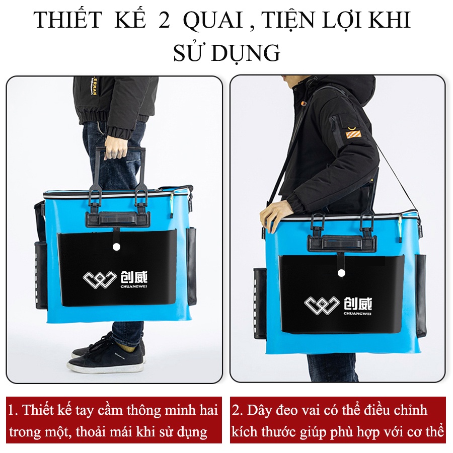 Thùng Đựng Cá CHUANG WEI Đa năng chất liệu EVA chống thấm nước cao cấp , có thể gấp gọn tiện lợi TC-14