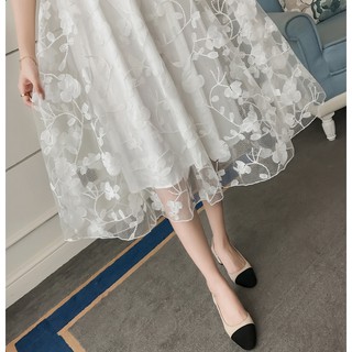 [order] Đầm dự tiệc ren hoa trắng
