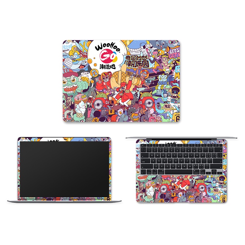 Doodle stitching notebook skin decorative decals, laptop stickers are waterproof and stain-proof, cheap and beautiful, can be pasted repeatedly, suitable for 11-17inch Acer, Asus, Dell, hp, Huawei macbook and other computer decorations