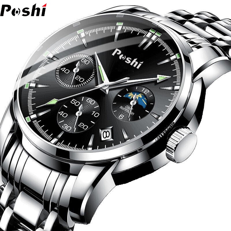 Poshi Đồng Hồ Thể Thao Tự Động Chống Thấm Nước Bằng Thép Không Gỉ Thời Trang Cho Nam