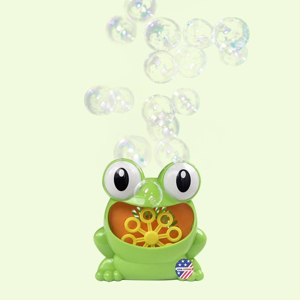 Đồ Chơi Ếch Thổi Bong Bóng Tự Động (Tặng 1 Hộp Nước Xà Phòng và 4 Pin 1.5V) Cho Bé 1-10 Tuổi