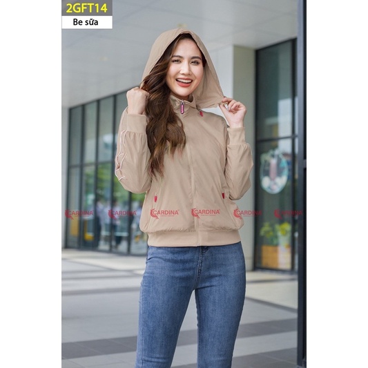Áo Gió Nữ 𝐂𝐀𝐑𝐃𝐈𝐍𝐀 2 Lớp Lót Lưới Cao Cấp Viền Thể Thao Siêu Nhẹ Cản Gió Cản Bụi Chống Nước 2GFT